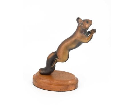 Mary E. Regat (British, 1943), Squirrel, signed and dated 1991, bronze, No.6/250, 16cm high, mounted on an oval wooden plinth