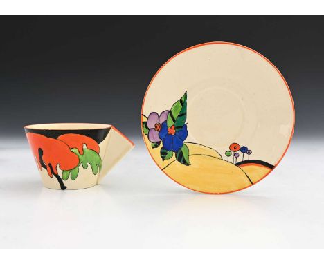 Clarice Cliff, a Woodlands cup and saucer