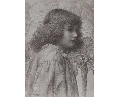 Henry Ryland (British, 1856-1924), Rosalba, dated 1891, sepia lithograph, 26 by 18cm, in a gilt frame within a box frame