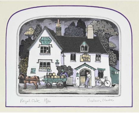 Graham Clarke (British, 1941), Royal Oak, coloured etching, titled, signed and numbered 29 of 500, 14 by 18cm, framed. Note: 
