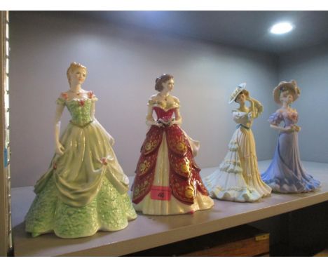 Two limited edition Worcester figures to include Scarlett and Melanie, together with two Coalport figures 
