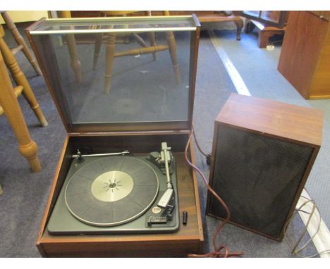A 1960s Ferguson Garrard record player and a single Waltham speaker 