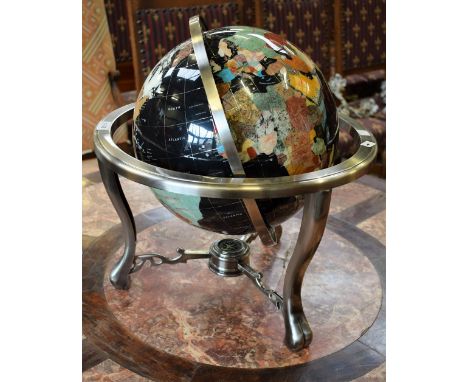 A large gem globe, revolving stand, approx 50cm high