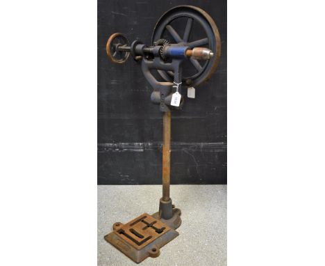 A Union manual wind cast iron pillar drill, with stand