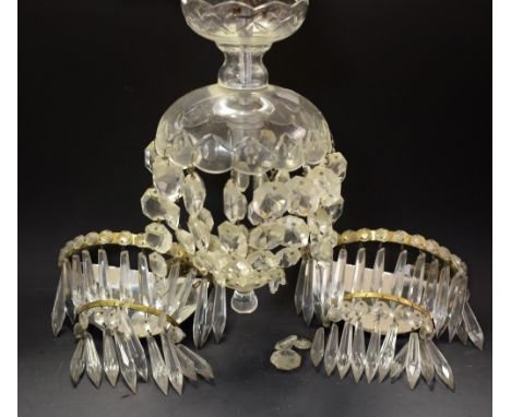 Lighting - a pair of two tier chandelier style wall sconces; a small chandelier light fitting (3)