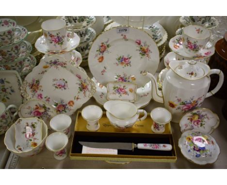 Royal Crown Derby  - a posies pattern part coffee set inc coffee pot, five cups, six saucers, twelve side plates, milk jug, s