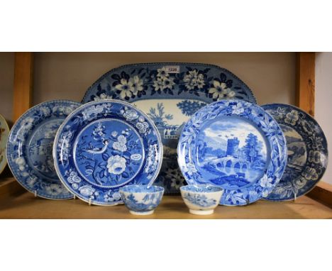 Ceramics - a Rogers Blue and white meat plate;  others smaller circular inc Vale House, Spode Tower etc;  a similar Tea bowl 