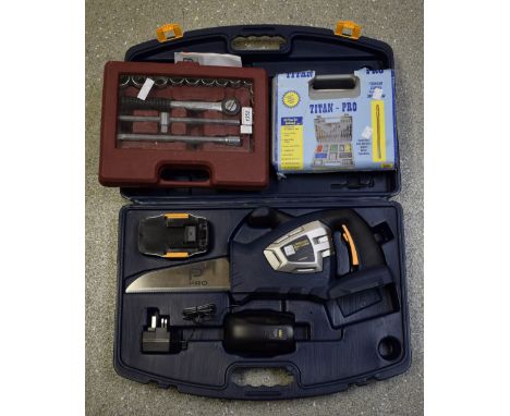 Tools - a Pro cordless multi-saw, 18v, cased; socket set, etc (3)