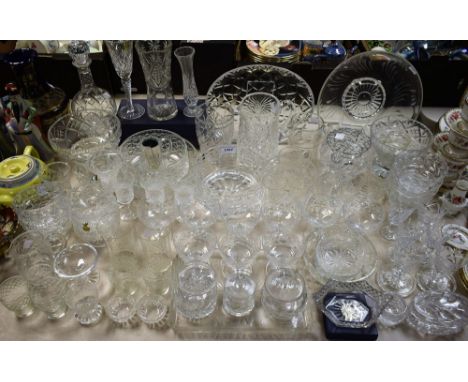 Glassware - a Waterford Crystal fruit bowl; a set of six Webb Corbett cut glass sundae dishes; a cut glass decanter; others i