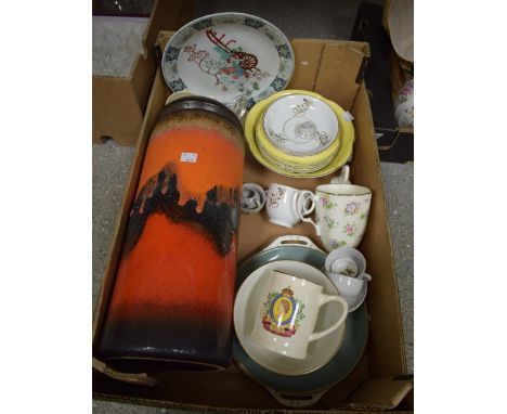 Ceramics - a large West German lava vase; a child's miniature toy tea service; commemorative mugs; etc 