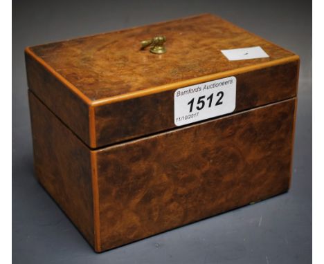 A 19th century burr walnut tea caddy