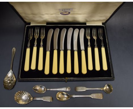 Silver - a George III caddy spoon, Eley, Fearn and Chawner, London 1813; a coronation spoon; others EPNS; a cased flatware se