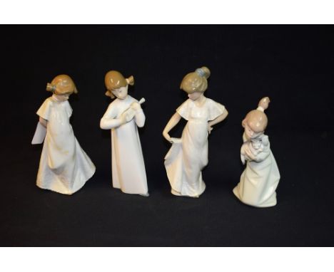 Lladro and Nao- young girl figure 5712, another 4871, etc (4)