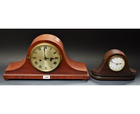 A mantel clock, Roman numerals, twin winding holes; another smaller mantel clock (2)