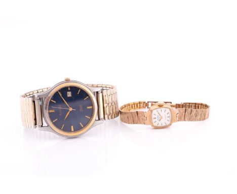 A ladies 9ct yellow gold Rotary wristwatch, with articulated link strap, together with a gentleman's Accurist wristwatch, dar