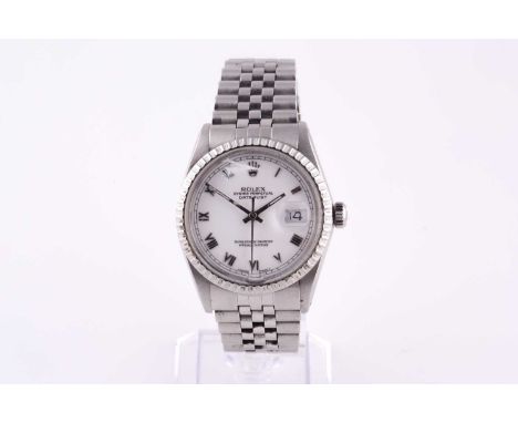 A 1988 Rolex Oyster Perpetual ref. 16030 DateJust automatic wristwatch, the white dial with Roman indices and date aperture, 
