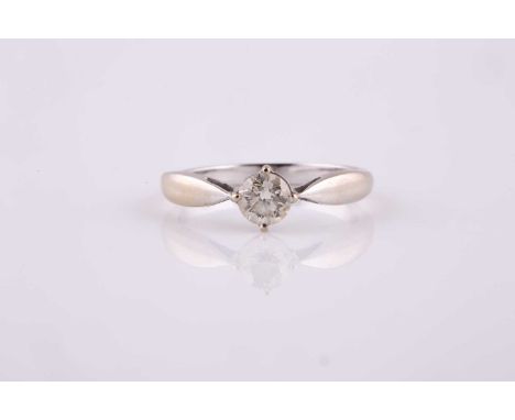 An 18ct white gold and solitaire diamond ring, set with a round brilliant-cut diamond of approximately 0.48 carats, approxima