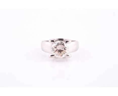 A solitaire diamond ring, set with a round brilliant-cut diamond of approximately 2.30 - 2.40 carats, approximate colour / cl