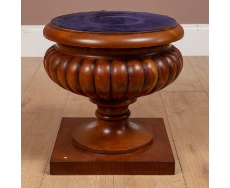 With a square base and velveteen top.40cm wide x 34cm deep x 34cm highGenerally good condition, with some light scratching. T