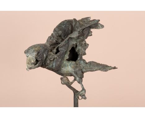 Fledgling Rook, bronze, signed with initials, indistinctly dated and numbered '(2/12)'.40cm highIn good condition, indistinct