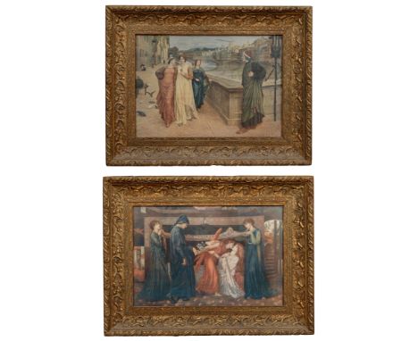 The first after Henry Holiday 'Dante and Beatrice', the second after Dante Gabriel Rossetti 'Dante's Dream', in matching gilt