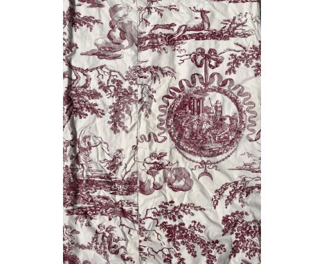 With matched ties and swags, with decoration of Italian scenes and cherubic groups.220cm x 133cm eachQty: 2Generally good con