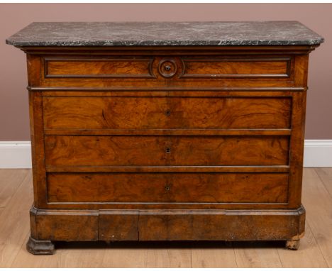 With a frieze drawer above three further drawers, enclosed by canted corners.131.5cm wide x 60.5cm deep x 97cm highQty: 1Nota