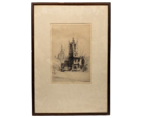 A collection of six prints to include Frederick Farrell 'St Margaret's Church, Westminster', etching on paper; Frederick Halp