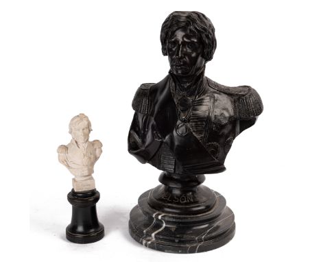 On a marble socle and another smaller.35cm highQty: 2Surface dirt throughout, some rubbing to the patination notable on the n