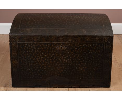 With gilt foliate decoration.95cm wide x 61cm deep x 61cm highLosses throughout to the cladding notable particularly around t