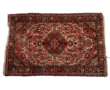 To include a hand woven Isfahan prayer mat with foliate decoration throughout; a Hamadan prayer mat with a central medallion 