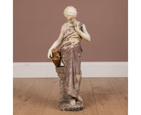 The Italian marble and alabaster sculpture of Rebekah, unsigned.73.5cm high Minor marks, knocks and chips overall, the little