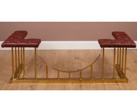 With a button-upholstered red leather top.175cm wide x 60cm deep x 60cm highGenerally good condition. The internal measuremen