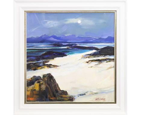 SHELAGH CAMPBELL, SKYE LIGHT acrylic on canvas, signed 60cm x 60cm Framed