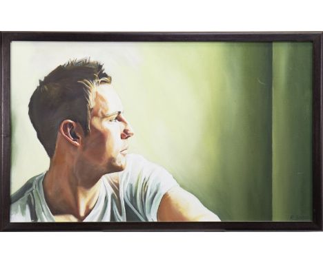 * RICKY SCOTT, PORTRAIT OF TOM KOWALSKI oil on canvas, signed 46cm x 76cm Framed
