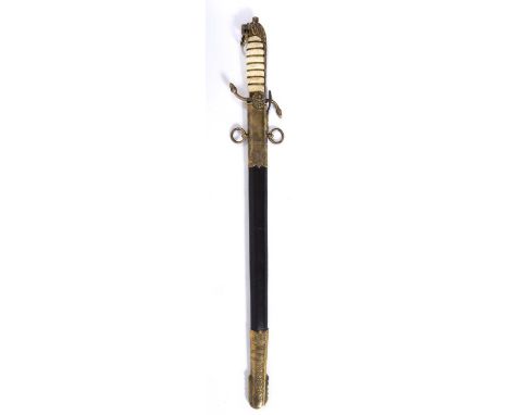 A REPLICA George V British Royal Navy mid shipman's Dirk, the blade 46cm in length together with original scabbardAt present,