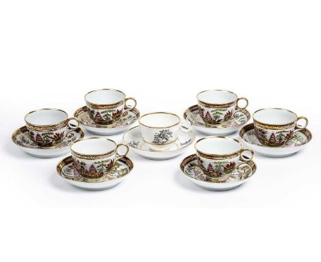 An early 19th century Barr flight and Barr Worcester tea cup and saucer; together with six early 19th century English porcela