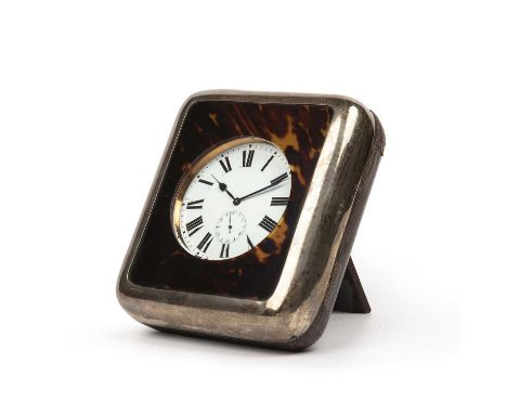A Goliath pocket watch with a silver plated case and enamelled dial with roman numerals and a subsidiary second hand dial, ov