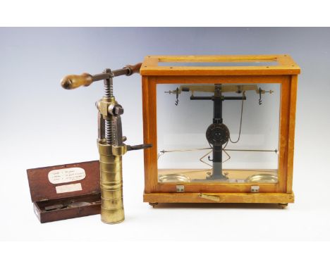 A brass spaghetti maker, late 19th century, with detachable handle and makers mark for 'Bottene, Marano Vnd', with a set of c
