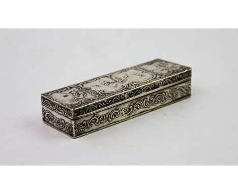 A Victorian continental silver snuff box, import marks for Samuel Boyce Landeck, Sheffield 1894, of rectangular form, with em