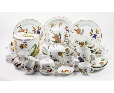 An extensive Royal Worcester Evesham tea and dinner service comprising; twelve 25cm dinner plates, seven 22cm side plates, el