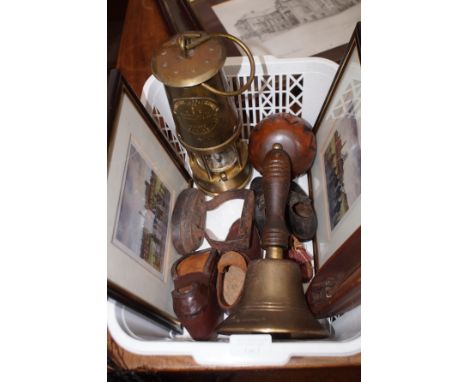 Box to include Eccles Miners Lamp &amp; Brass Bell 