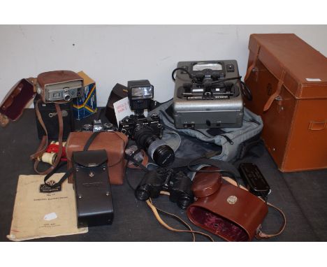 Vintage Cameras to include Minolta, Praktica, Binoculars &amp; Others 