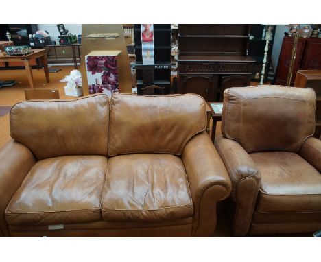 Leather 2 Seater Sofa with matching Reclining Chair