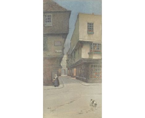 After Cecil Aldin (1870-1935). High Street Canterbury, a lithographic print, printed by Alfred Bell &amp; Co Ltd, London 1925