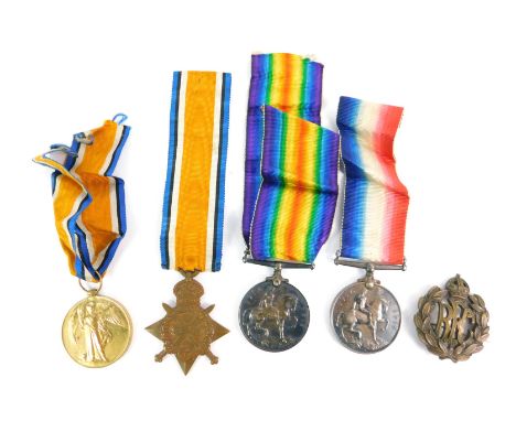 A WW1 1914-15 Star and War Medal awarded to Private F Sharpe, Leicestershire Regiment 1129, Killed in Action 11th September 1