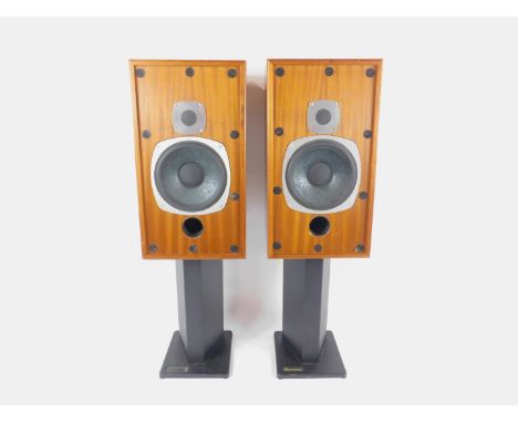 A pair of Castle Acoustics Ltd Kendal II mahogany cased speakers, serial no 6409, together with a pair of Atacama loaded meta