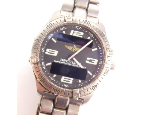 A Breitling gentleman's brushed titanium cased chronometer Aerospace wristwatch, circular dial with Arabic numerals at quarte