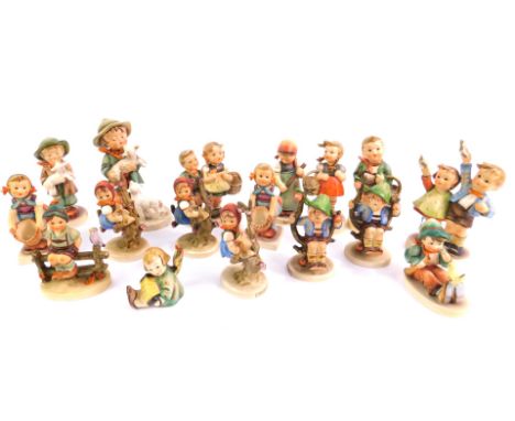 A group of Hummel figures, including Singing Lessons; Little Shopper; Auf Wiedersehen, and Little Helper. (qty)