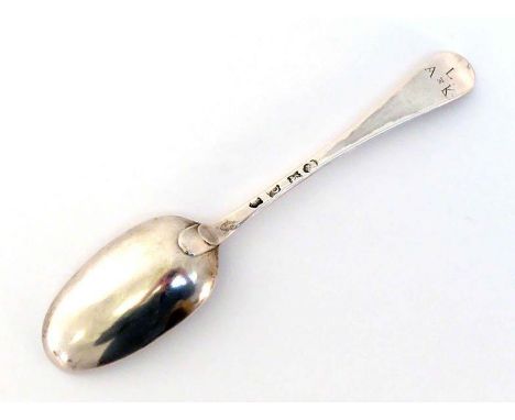 A George II silver Hanoverian pattern table spoon by Paul de Lamerie, London, 1739, with double drop to bowl and initialled "